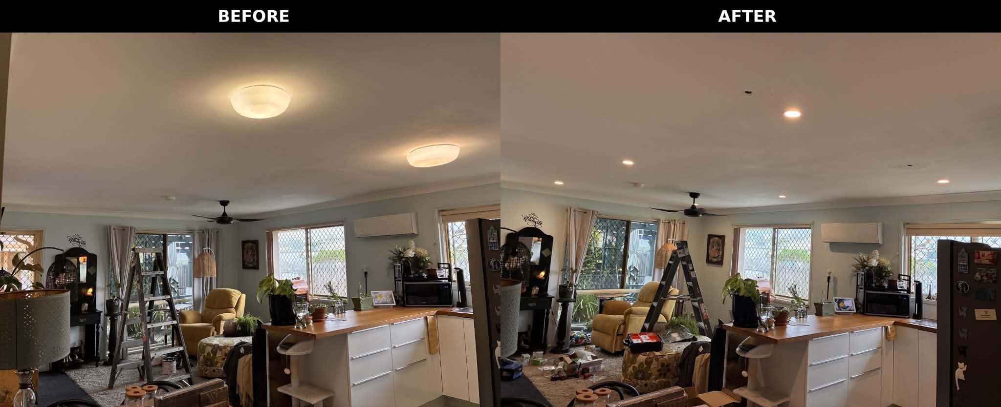 Before and after meter panel upgrade