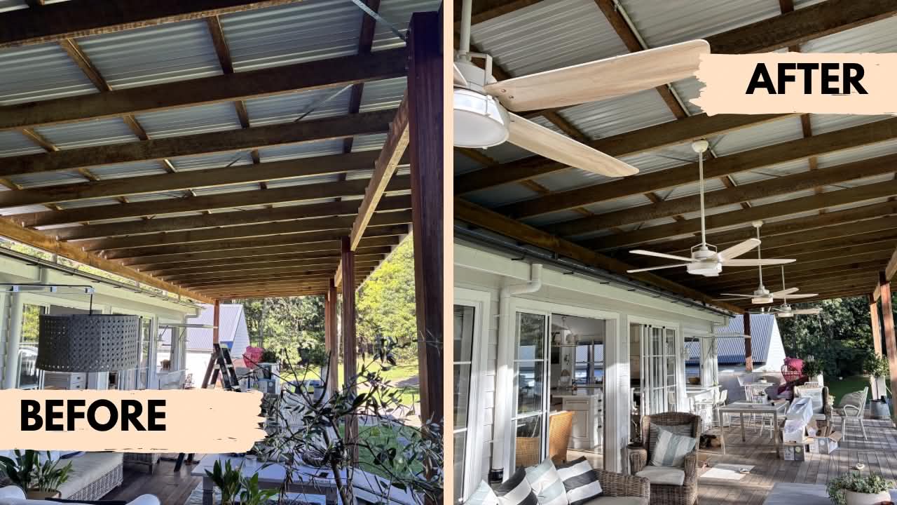 Ceiling fans installed on deck