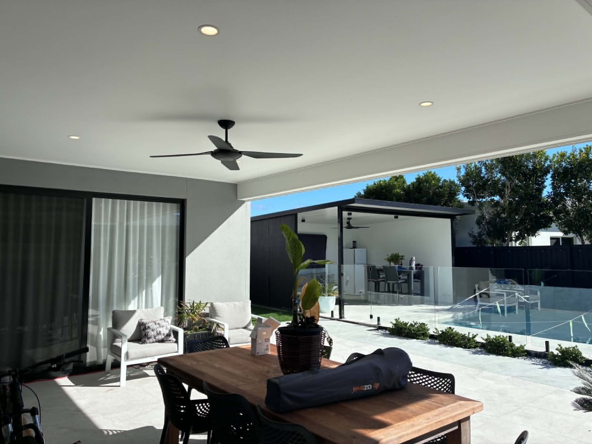 Outdoor area lighting upgrade — Mooloolaba coastal entertaining area